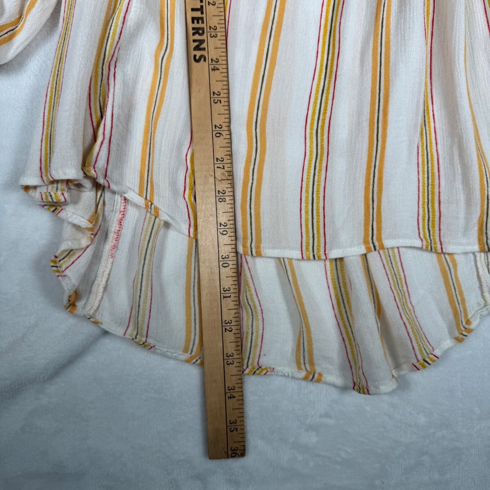 Urban Outfitters Striped Boho Lace Trim Peasant Top Square Neck Balloon Sleeve S - Picture 8 of 8